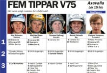 Fem tippar V75 Axevalla 15 februari 2014 fem tippar v
