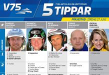 Fem tippar V75 till Färjestad 27 juni fem tippar v