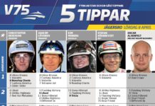 Fem tippar V75 till Jägersro 8 april 2017 fem tippar
