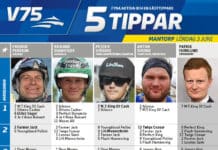 Fem tippar V75 till Mantorp 3 juni 2017 fem