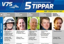 Fem tippar V75 till Åby 14 oktober 2017