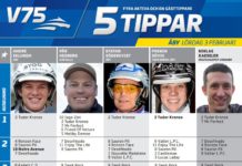 Fem tippar V75 till Åby 3 februari 2018 5 tippar