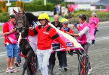 Anders Malmrot delade ut en rosa elitloppsbiljett Anders Malmrot som delade ut en rosa elitloppsbiljett