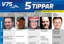Fem tippar V75 till Mantorp Lördag 16 mars 2019 fem tippar