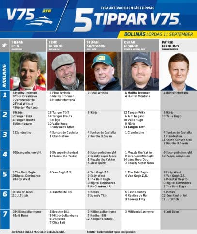 Fem tippar V75 till Bollnäs 11 september 2021