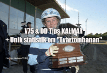 V75 & DD Tips KALMAR + Unik statistik om ”Tvärtombanan” V75 KALMAR 1 februari 2025 - Tips till ALLA avdelningar i samarbete med Spelguiden/Tipsaren