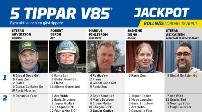 Fem tippar V75 till BOLLNÄS 18 april 2026 fem tippar v85 v16