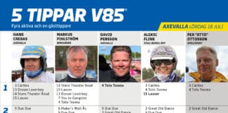 Fem Tippar V85 till AXEVALLA 18 juli 2026 Fem Tippar V85® Axevalla 18 juli
